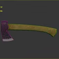 Vintage Metal Axe With Smooth Wooden Handle On Dark Reflective Background