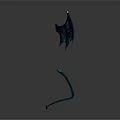 Fantasy Weapon With Bat Wings Blue Glowing Patterns And Curved Tail Design