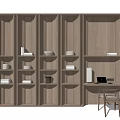 Modern Decorative Cabinet Solid Wood Desk Bookcase Work Area Decorative Cabinet Combination Desktop Decorative Table Lamp Combination Decorative Cabinet Bookcase Shelf Jewelry Ornaments Combination 3d model
