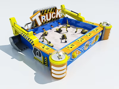 Inflatable Truck Themed Kids Entertainment Electrical Equipment With Sandpit And Excavator Toys 3d model
