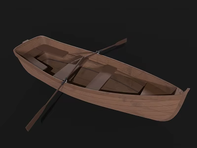 Classic Wooden Rowing Boat Featuring Natural Wood Seats And Oars Design 3d model