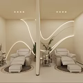 Warm Beige Modern Beauty Salon Private Relaxing Pedicure Lounge With Cozy Recliners And Ambient Lighting