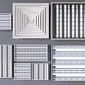 Various Modern Grille Ceiling Lights with Different Designs and Recessed Mounting Styles 3d model