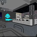 Modern Bar Interior Design With Counter Stools Lighting Decor And Beverage Shelves
