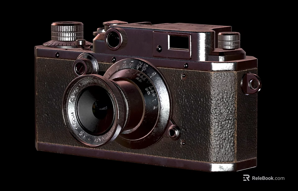 Vintage Camera With Leather Body Metal Dials And Classic Lens Design 3d model 
