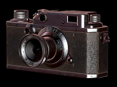 Vintage Camera With Leather Body Metal Dials And Classic Lens Design 3d model