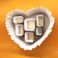 Elegant Window Display with Heart Shaped White Container and Small Boxes on Orange Background 3d model
