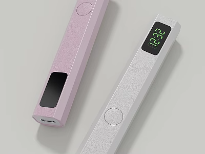 Portable Electronic Pens in Pink and White with Display Button and Charging Port 3d model