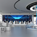 Modern Tech Data Center With Server Racks Blue Lighting And Display Stands 3d model