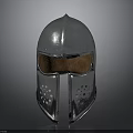 Medieval Weapon Helmet in Silver with Face Mask and Decorative Side Holes