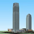 Modern Commercial Complex With Two Tall Buildings Open Green Space And Architectural Design