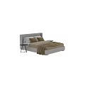 Modern Double Bed Interior With Brown Pillows Beige Bedspread And Nightstand 3d model