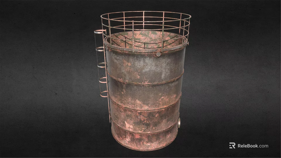 Rusted Military Vehicle With Metal Cage Top And Side Ladder Structure 3d model 