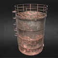 Rusted Military Vehicle With Metal Cage Top And Side Ladder Structure