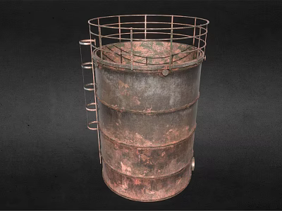 Rusted Military Vehicle With Metal Cage Top And Side Ladder Structure 3d model