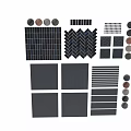 Tile Components With Dark Square Black Small Tiles And Color Texture Samples 3d model