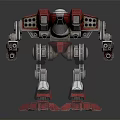 Sci-Fi Mechanical Structure Design With Red Silver Components And Intricate Industrial Parts 3d model