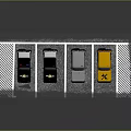 Black White Gray Yellow Cars Parked In Parking Space With White Lines