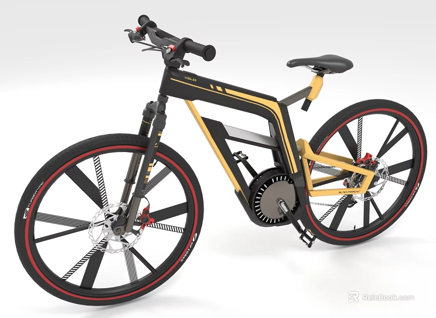 Modern Stylish Bicycle With Red Rimmed Wheels And Sleek Frame 3d model 