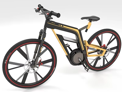 Modern Stylish Bicycle With Red Rimmed Wheels And Sleek Frame 3d model