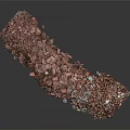 Pile of Red and Silver Metal Fragments Irregularly Stacked on Gray Background