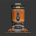 Industrial Equipment With Orange Black Body Yellow Top Multiple Support Legs Base