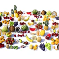 Colorful Assorted Fresh Fruits Display With Various Tropical And Common Types