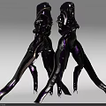 Game and Movie Characters in Purple Black Armor with Silver Accents Sci Fi Standing Pose