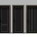 Black Modern Hinged Doors With Various Panel Designs For Home Interior 3d model