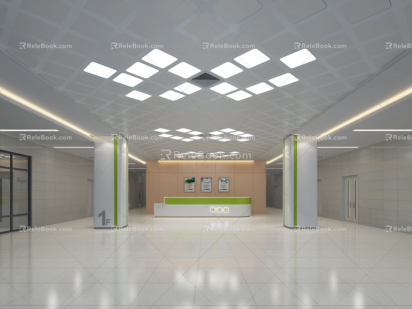 Hospital Emergency Hall Ceiling Light Front Desk 3d model