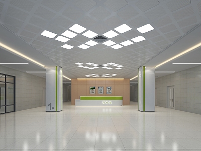 Hospital Emergency Hall Ceiling Light Front Desk 3d model