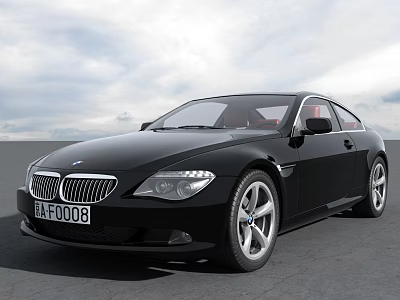 Black BMW Coupe Car With Sleek Design On Open Road And Sky Background 3d model