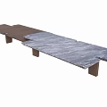Modern Dining Table and Chair Set with Marble Top and Wooden Legs