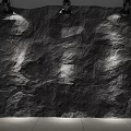 Modern Rock Texture Background Wall With Ceiling Spotlights And Lighting Effects