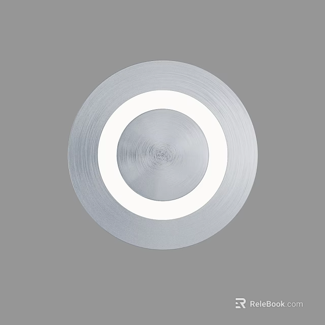Modern Round Wall Light With Silver Metal Surface And White Circular Light 3d model 