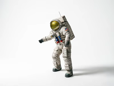 Creative Astronaut Figurine Decorative Ornament Set with Realistic Details for Desktop 3d model