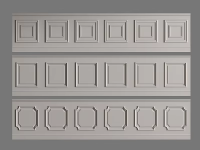 Decorative Wainscoting Panel Design With Square And Circular Patterns For Home Interior 3d model