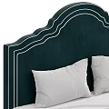 Modern Green Bed Frame With White Pillows Sheets And Decorative Headboard 3d model