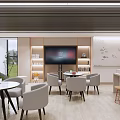 Modern Lounge Area Interior Design With Comfortable Seating Tables And Bookshelves