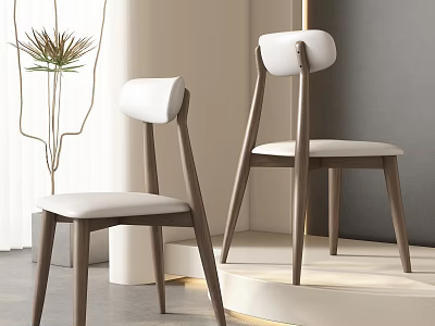 Modern Dining Chairs With White Cushions And Wooden Legs In Minimalist Interior 3d model