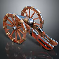Ancient Cannon With Wooden Wheels And Metal Barrel Historical Military Artifact