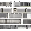 Modern Building Exterior Wall Designs with Various Grille Elements Textures and Structural Details