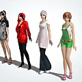Modern game character girl 3d model