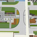 Courtyard Garden Landscaped Design Featuring Various Trees Plants Stone Pathways And Square Area