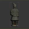 Ancient Terracotta Warrior Sculpture with Intricate Armor Details and Historical Chinese Design