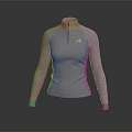 Slim Fit High Neck Long Sleeve Top With Textured Fabric And Zip Closure Design 3d model