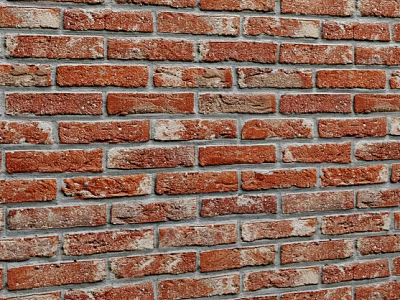 Classic Red Brick Wall with Natural Texture and Rustic Pattern Design 3d model