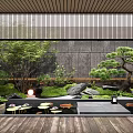 Japanese Zen Garden With Stone Rocks Pine Trees Moss And Lotus Pond