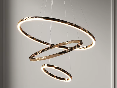 Modern Spiral Gold Circular Chandelier with LED Lighting for Elegant Interior Decor 3d model