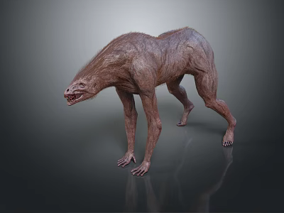 Fierce Monster Game Movie Character With Rough Skin Sharp Teeth Long Limbs And Standing Pose 3d model